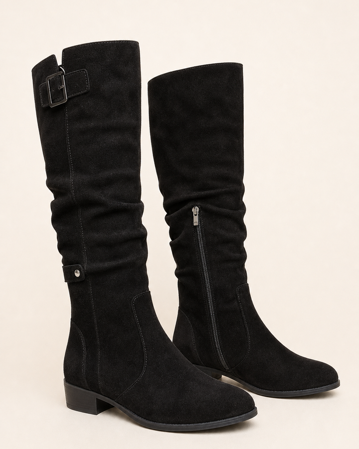 Bottes Mi-Mollet à Petit Talon – Noir/Noir
