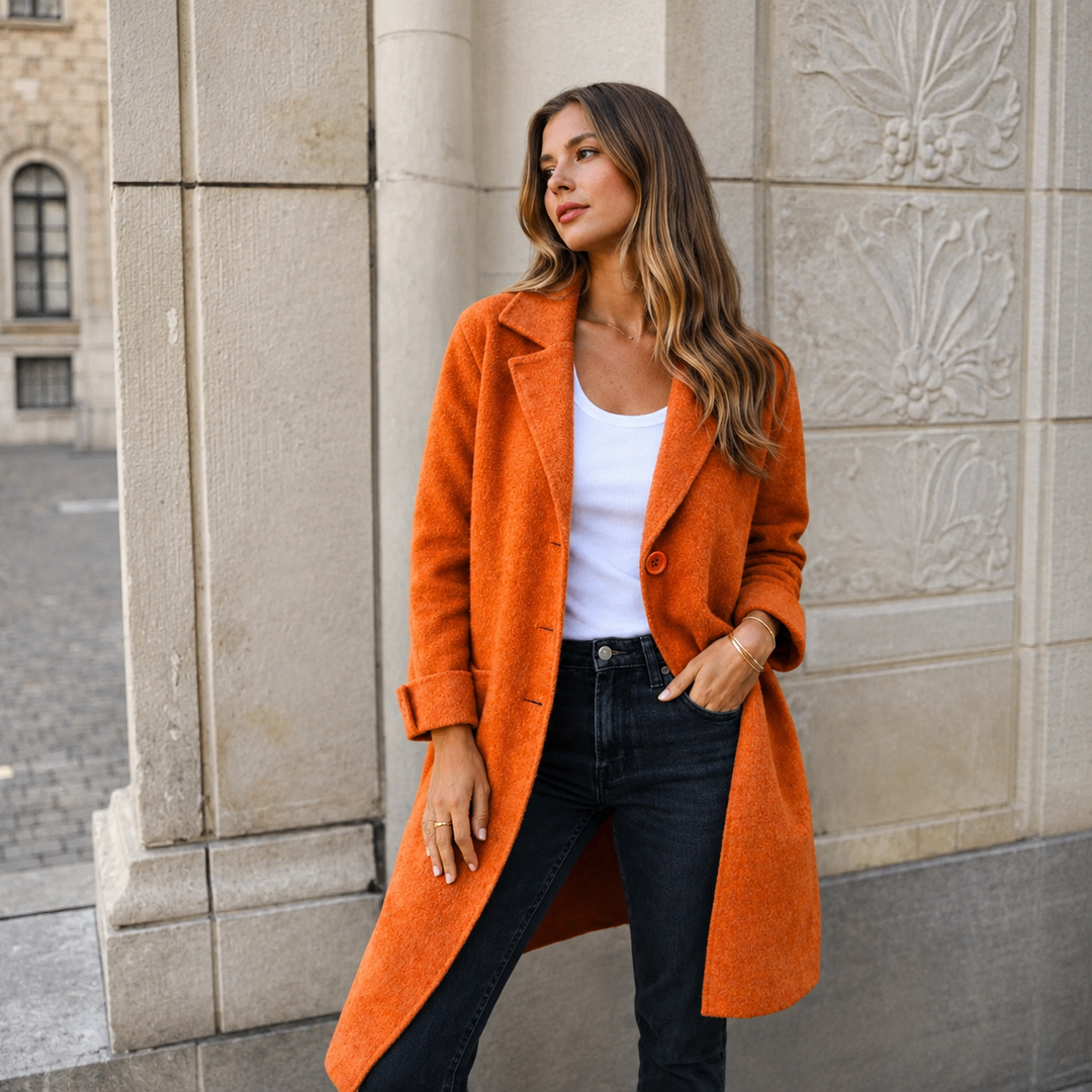 Manteau classique coupe droite – Orange