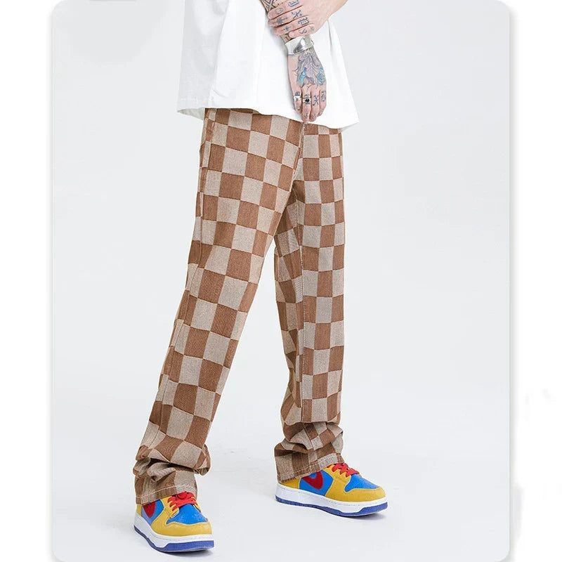 Pantalon Homme à Motif Damier