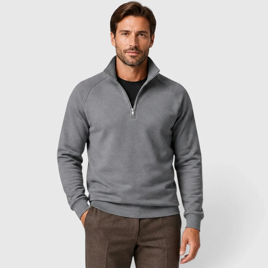Pull Ajusté à Col Montant – Gris