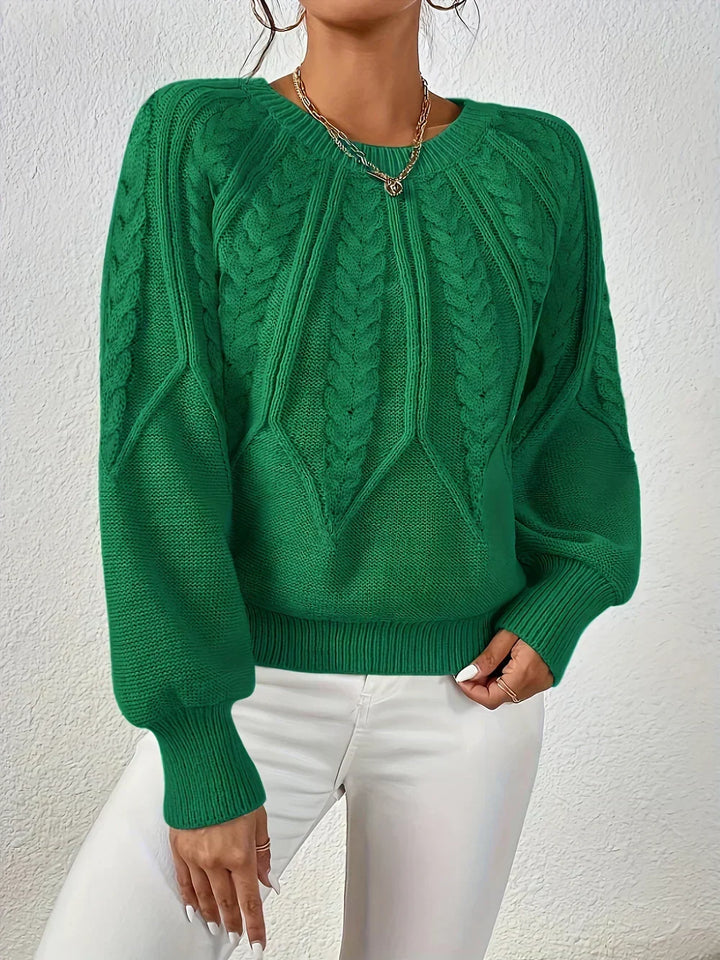 Pull élégant à manches ballon – Vert