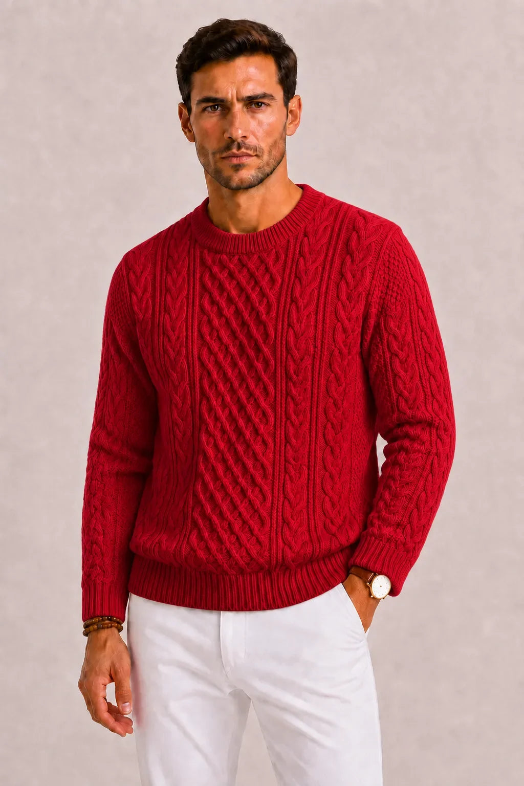 Pull Homme à Torsades – Rouge