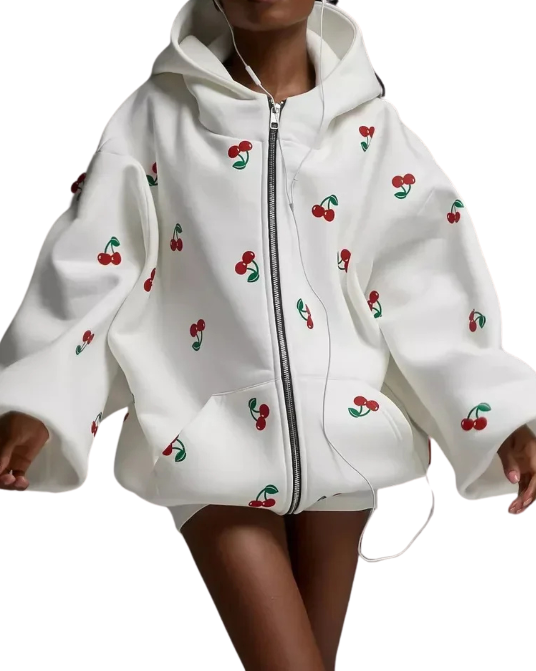Veste à Capuche et Motif Cerise