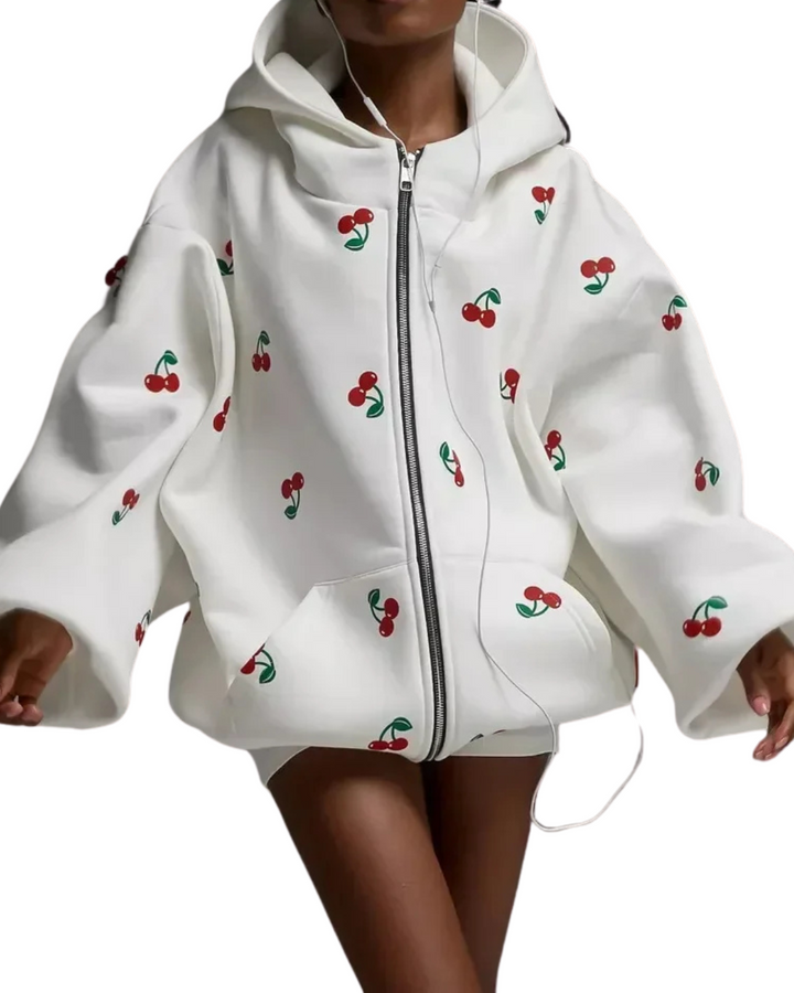 Veste à Capuche et Motif Cerise