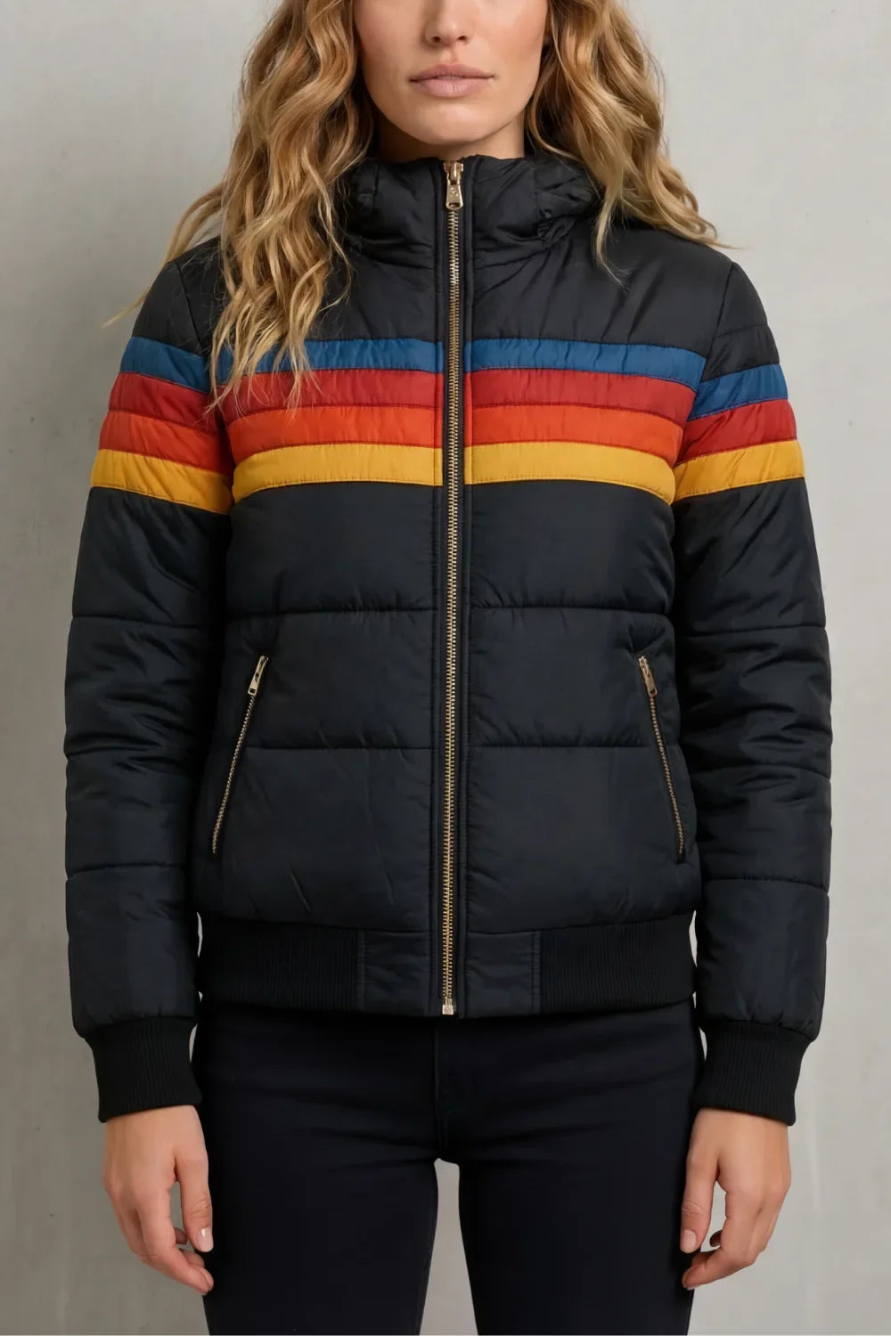Veste Color-Block à Capuche – Noir