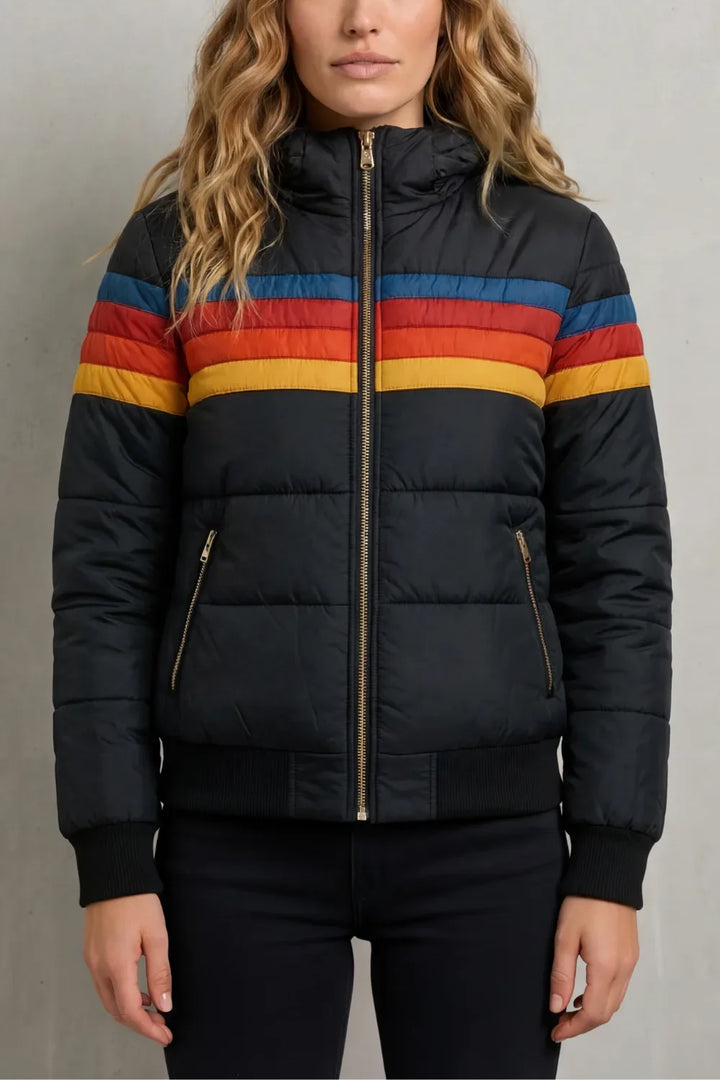 Veste Color-Block à Capuche – Noir