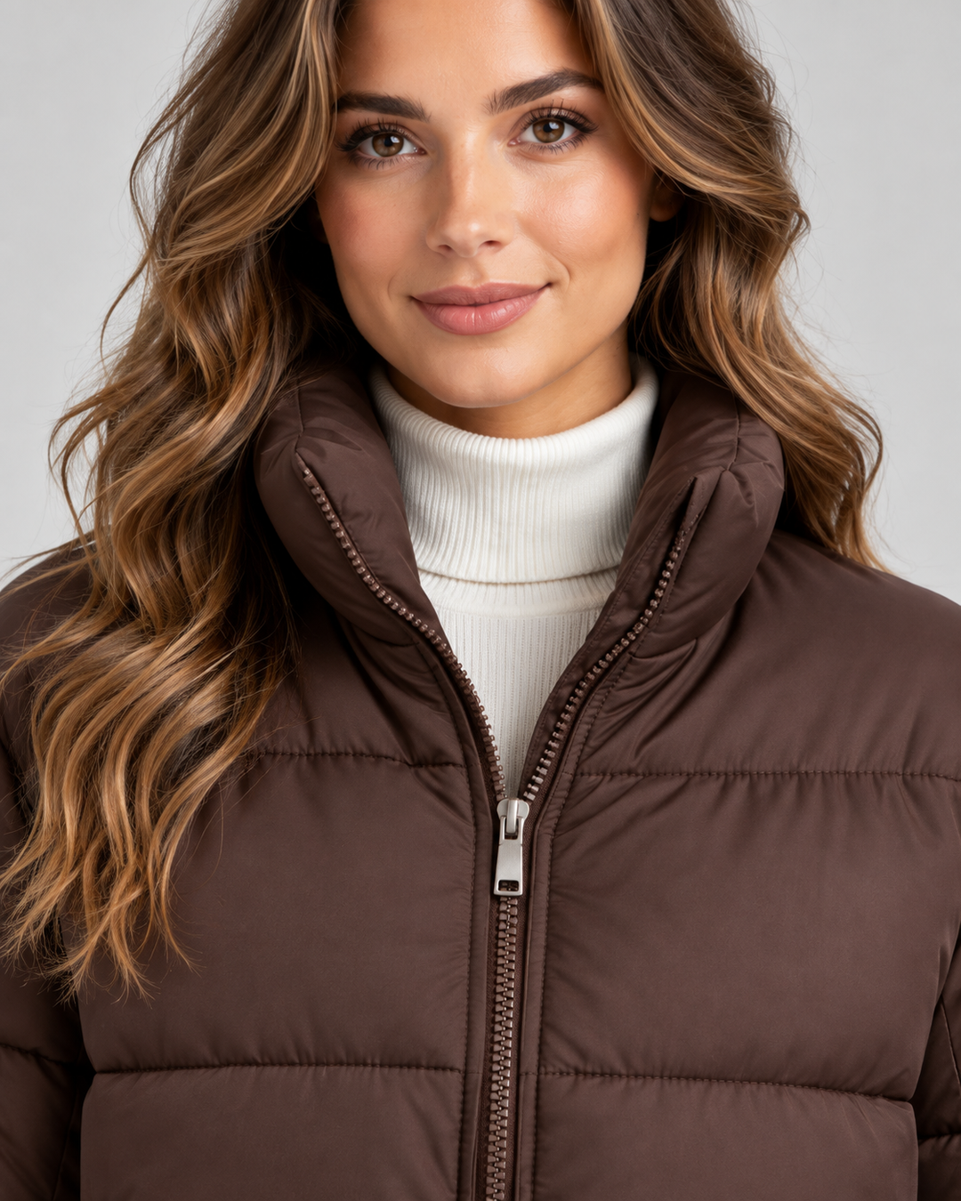 Veste Courte Matelassée Marron