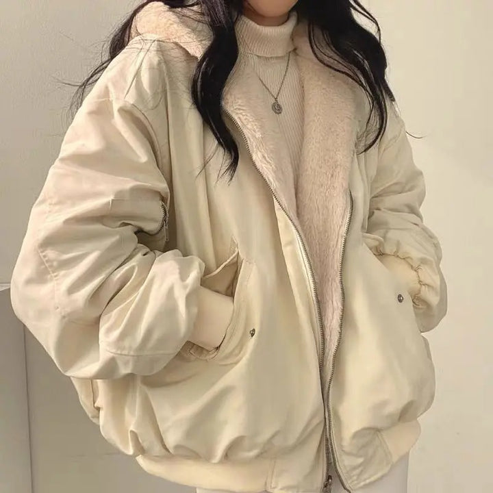 Veste Hivernale à Capuche Douce – Beige