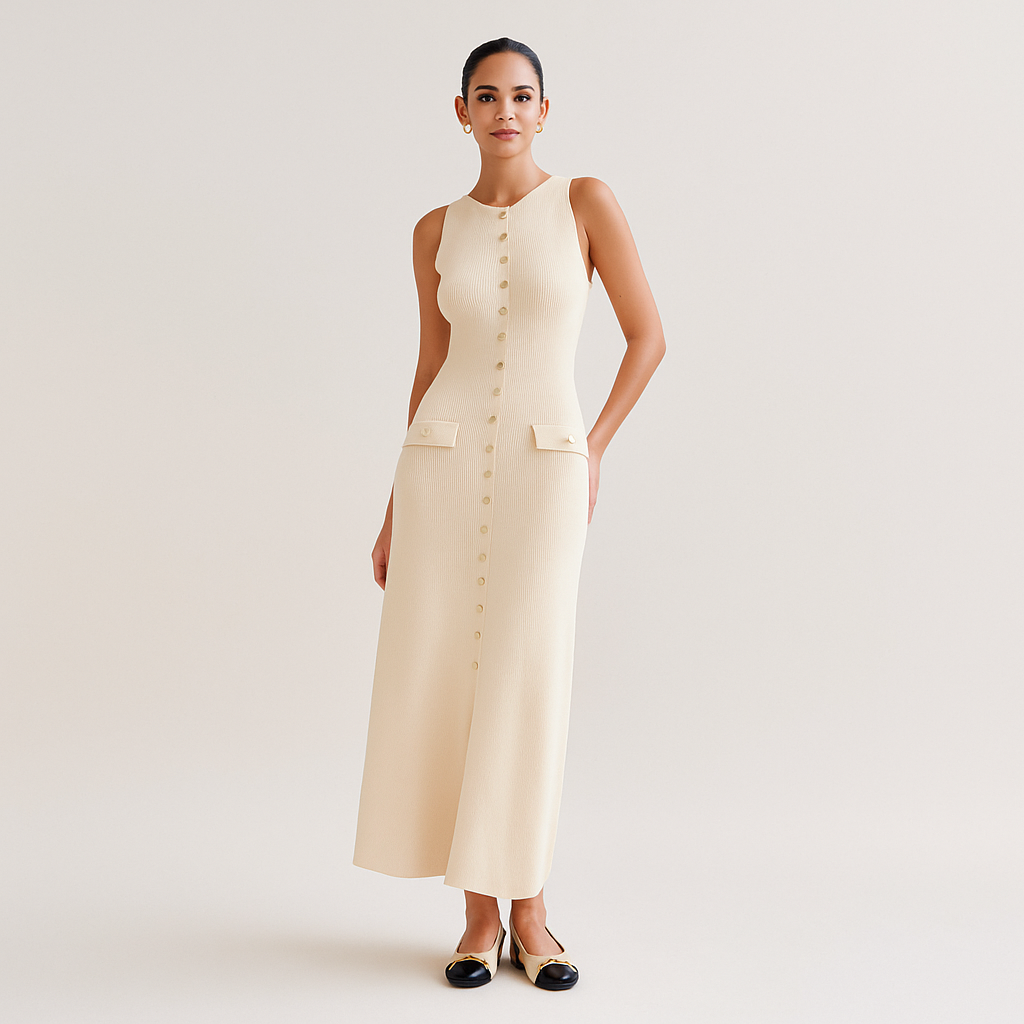 Robe Élégance Crème – Coupe Fluide & Style Chic d’Été