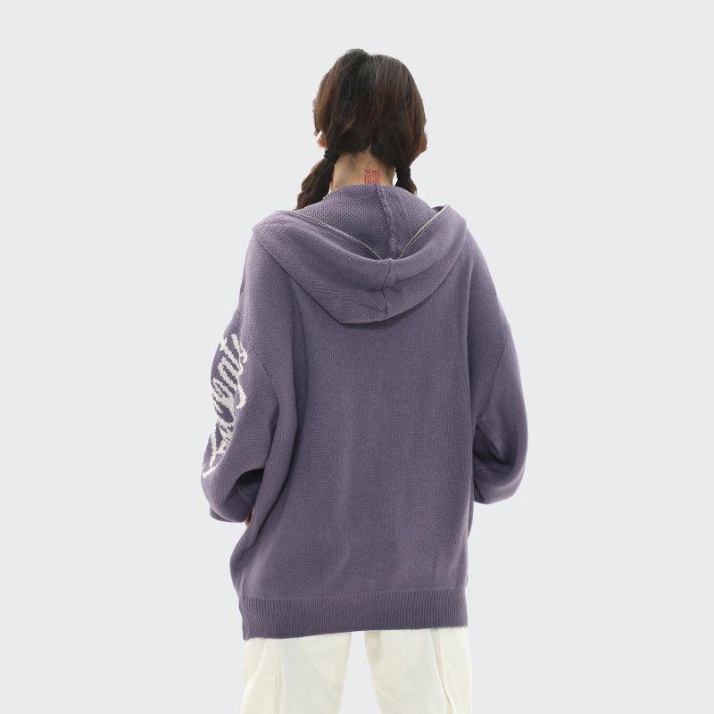 Hoodie oversize femme à motifs étoiles – tricot – confort décontracté