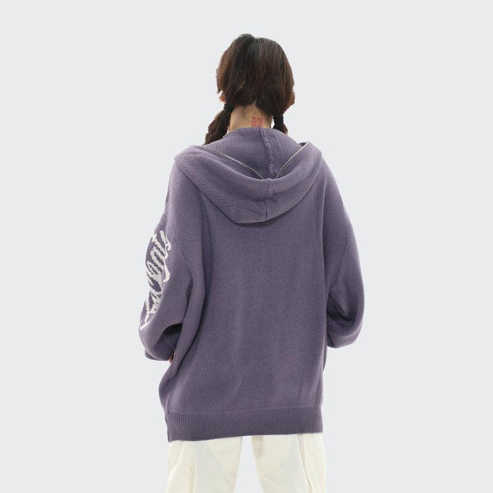 Hoodie oversize femme à motifs étoiles – tricot – confort décontracté