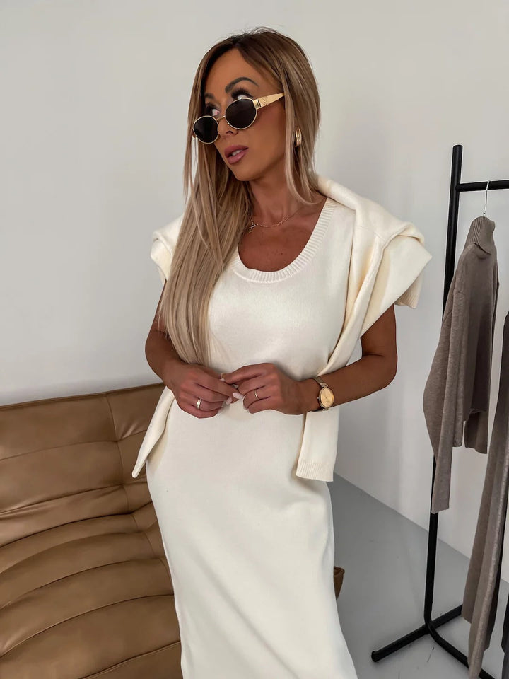 Ensemble Robe en Maille et Pull Court | Élégant et Confortable | Look Moderne