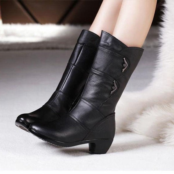 Bottines Mi-Hautes Élégantes | Talon Confortable | Noir Intemporel