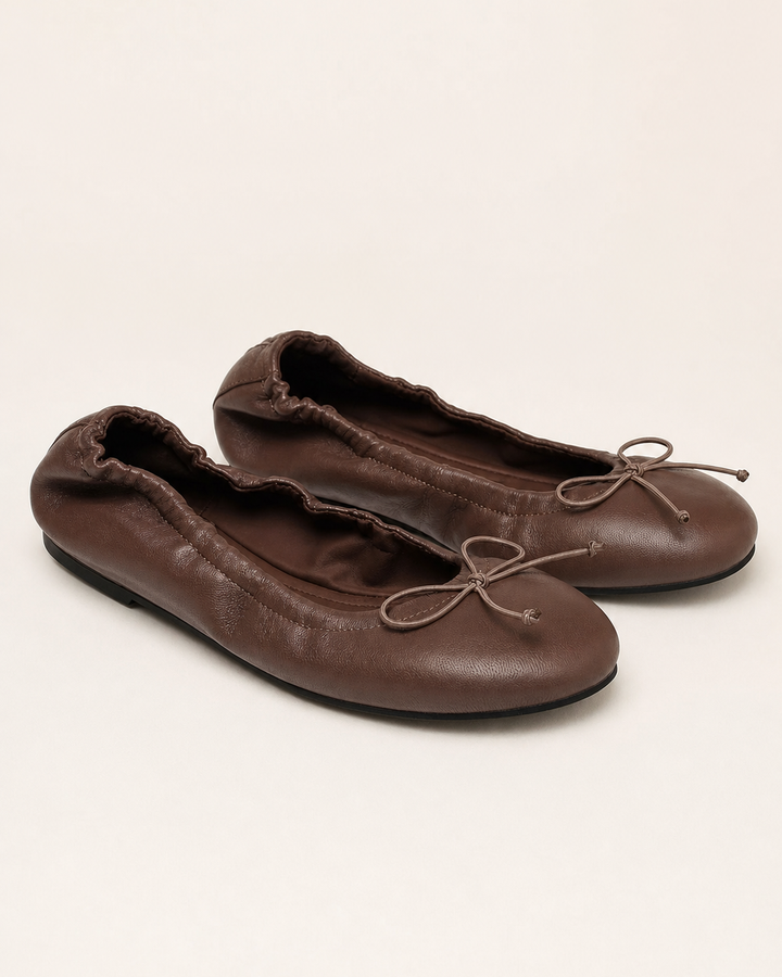 Ballerines Souples à Petit Nœud – Gris Violet