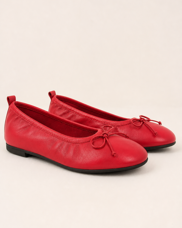 Ballerines Souples à Petit Nœud – Rouge