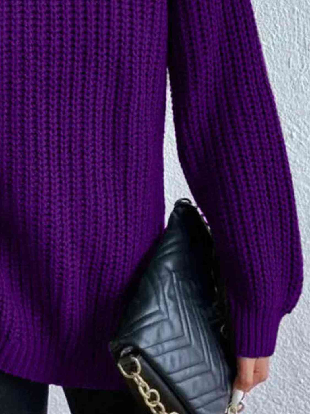 Pull Fendu À Col Roulé En Maille Côtelée Pour Femmes – Tricot Chic Automne/Hiver