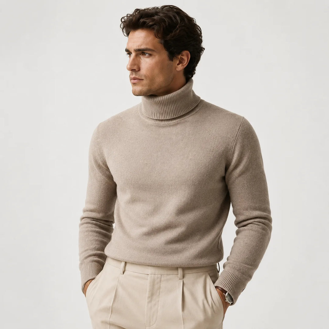 Pull Classique à Col Roulé – Beige