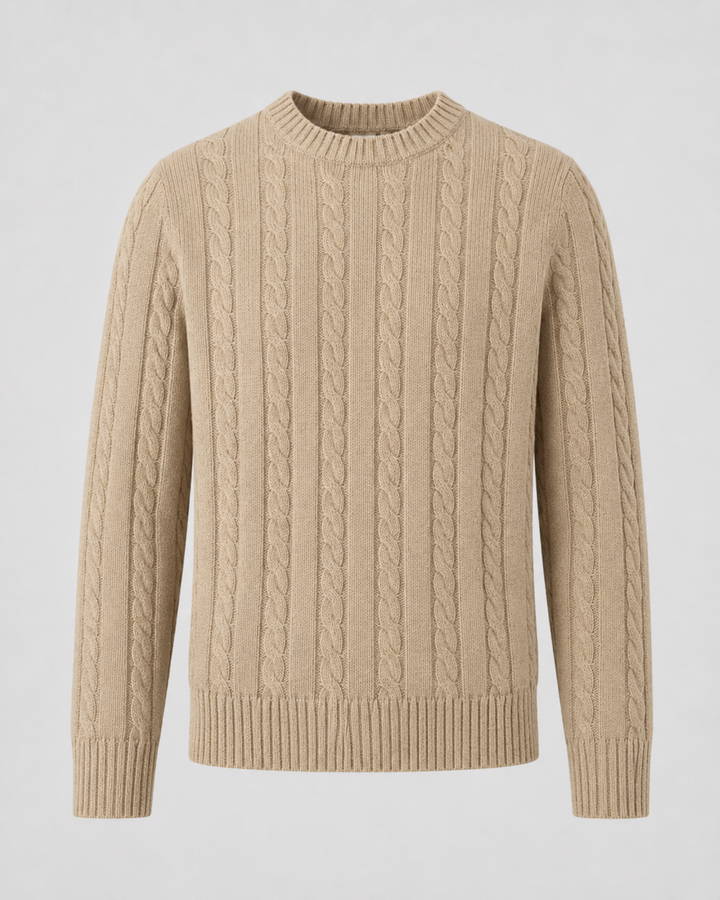 Pull Homme à Motif Torsadé – Beige