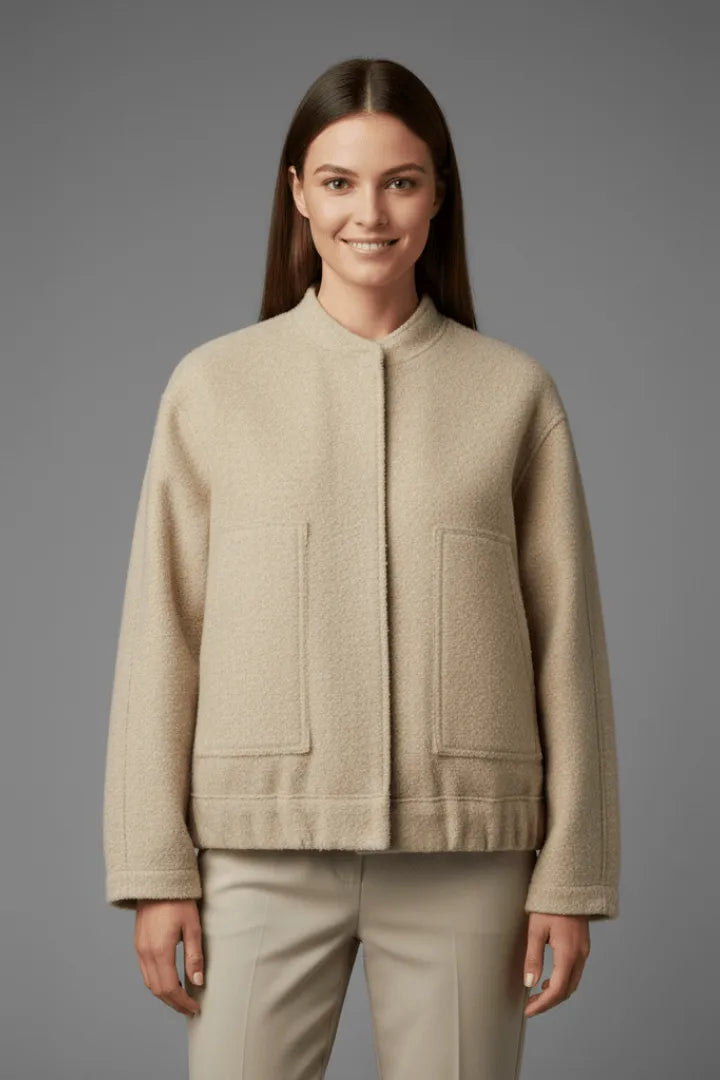 Veste Ample à Col Montant – Beige