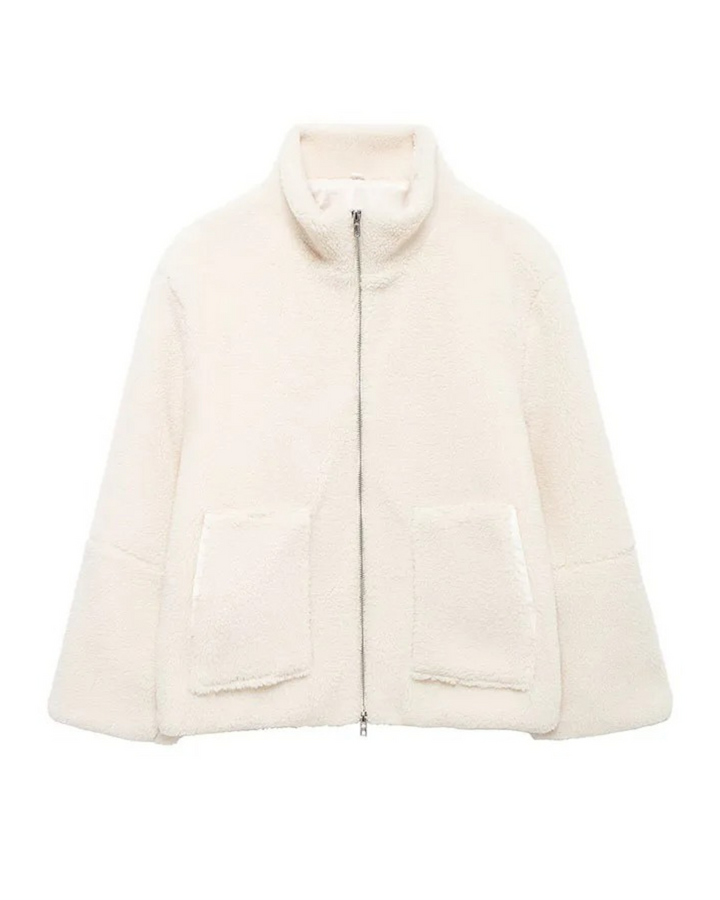 Veste douillette à col montant – Beige