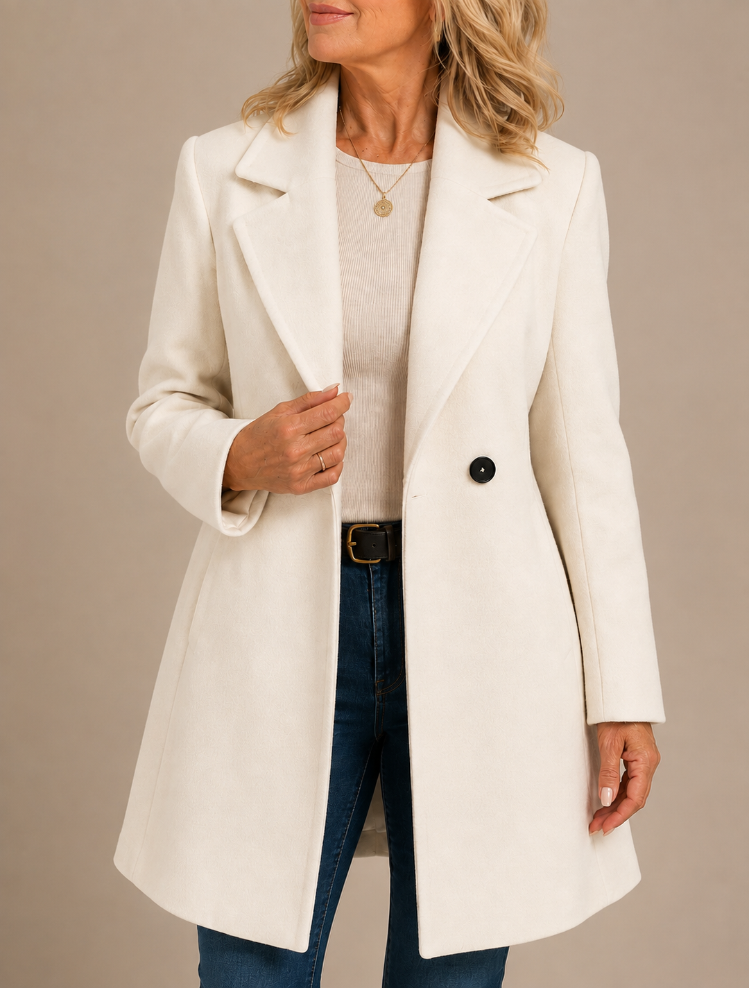 Manteau mi-long structuré – Blanc