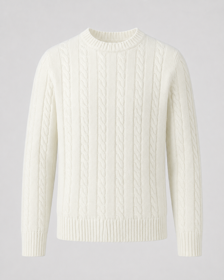 Pull Homme à Motif Torsadé – Blanc