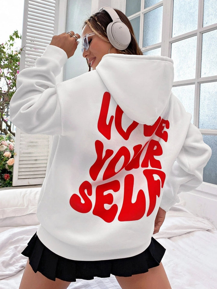 Sweat Ample à Message Dorsal – Blanc