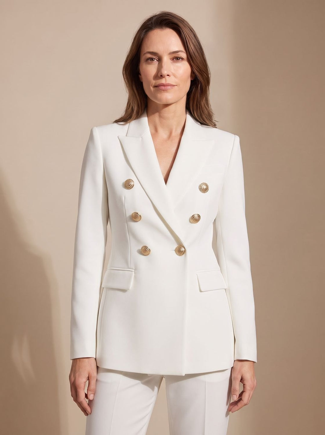 Veste Blazer Croisée Structurée – Blanc