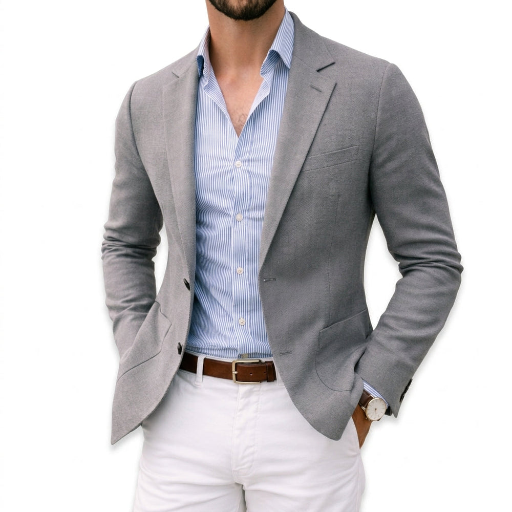 Blazer Homme Coupe Ajustée – Argenté