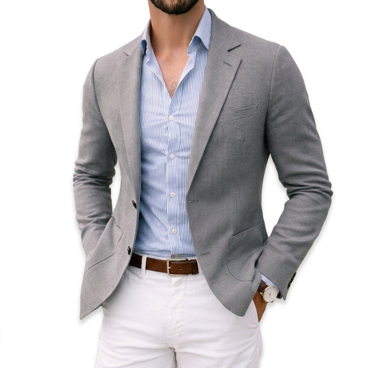 Blazer Homme Coupe Ajustée – Argenté