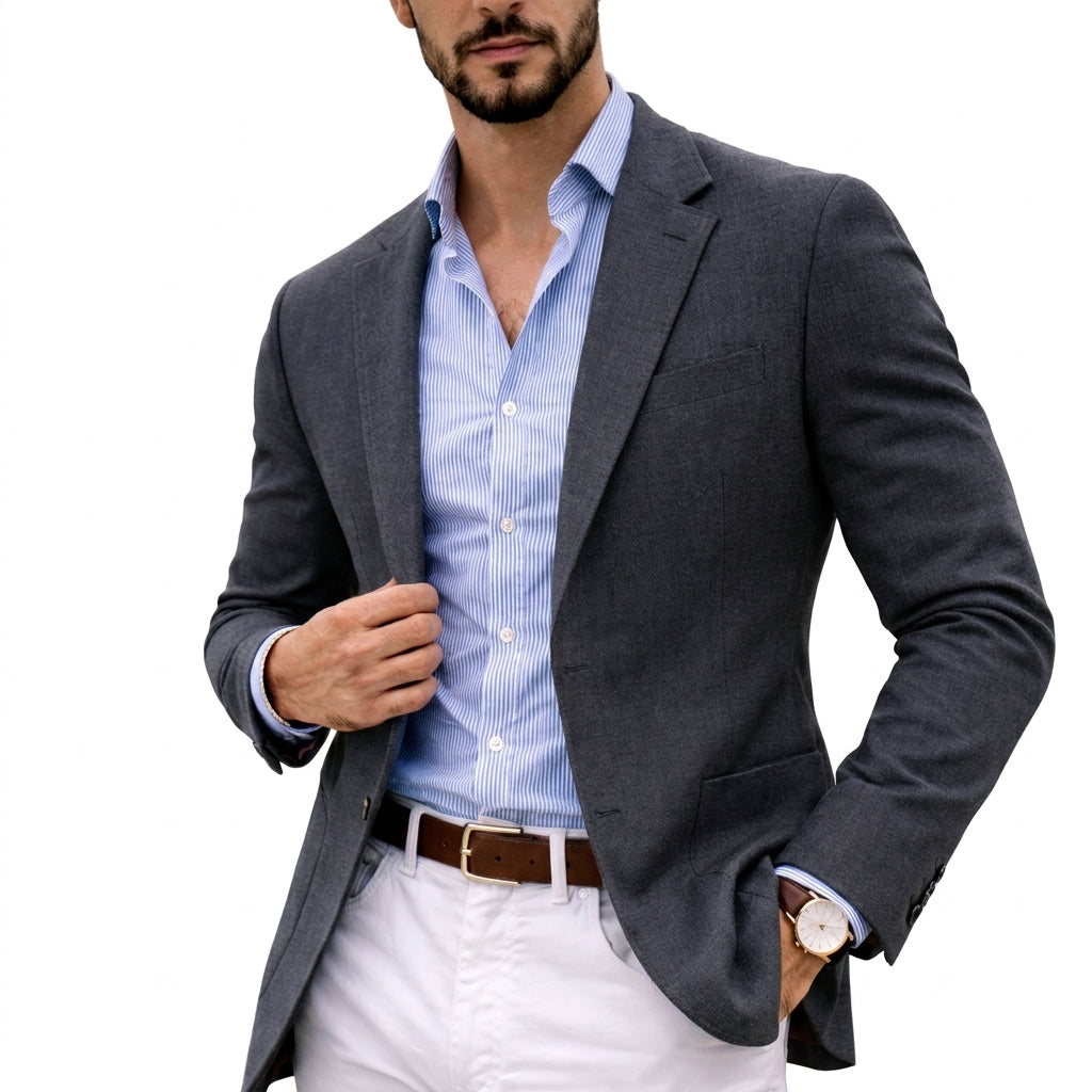 Blazer Homme Coupe Ajustée – Gris