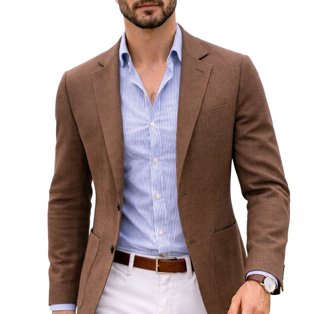 Blazer Homme Coupe Ajustée – Marron