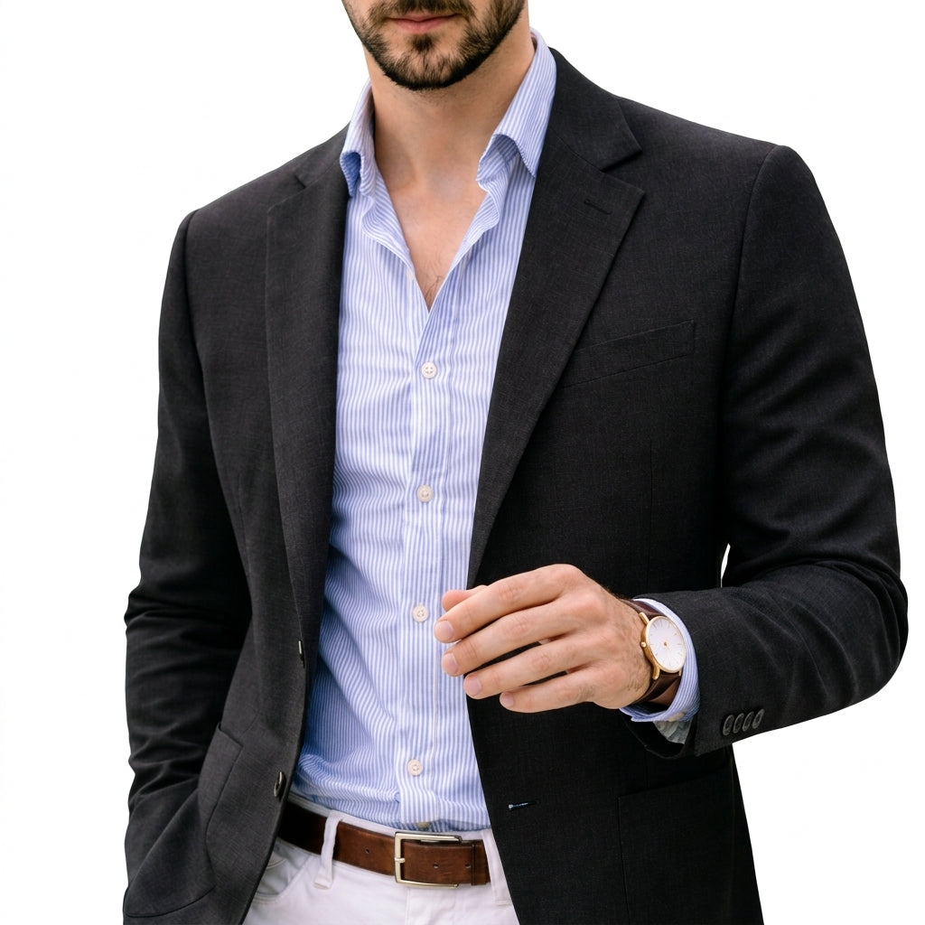 Blazer Homme Coupe Ajustée – Noir