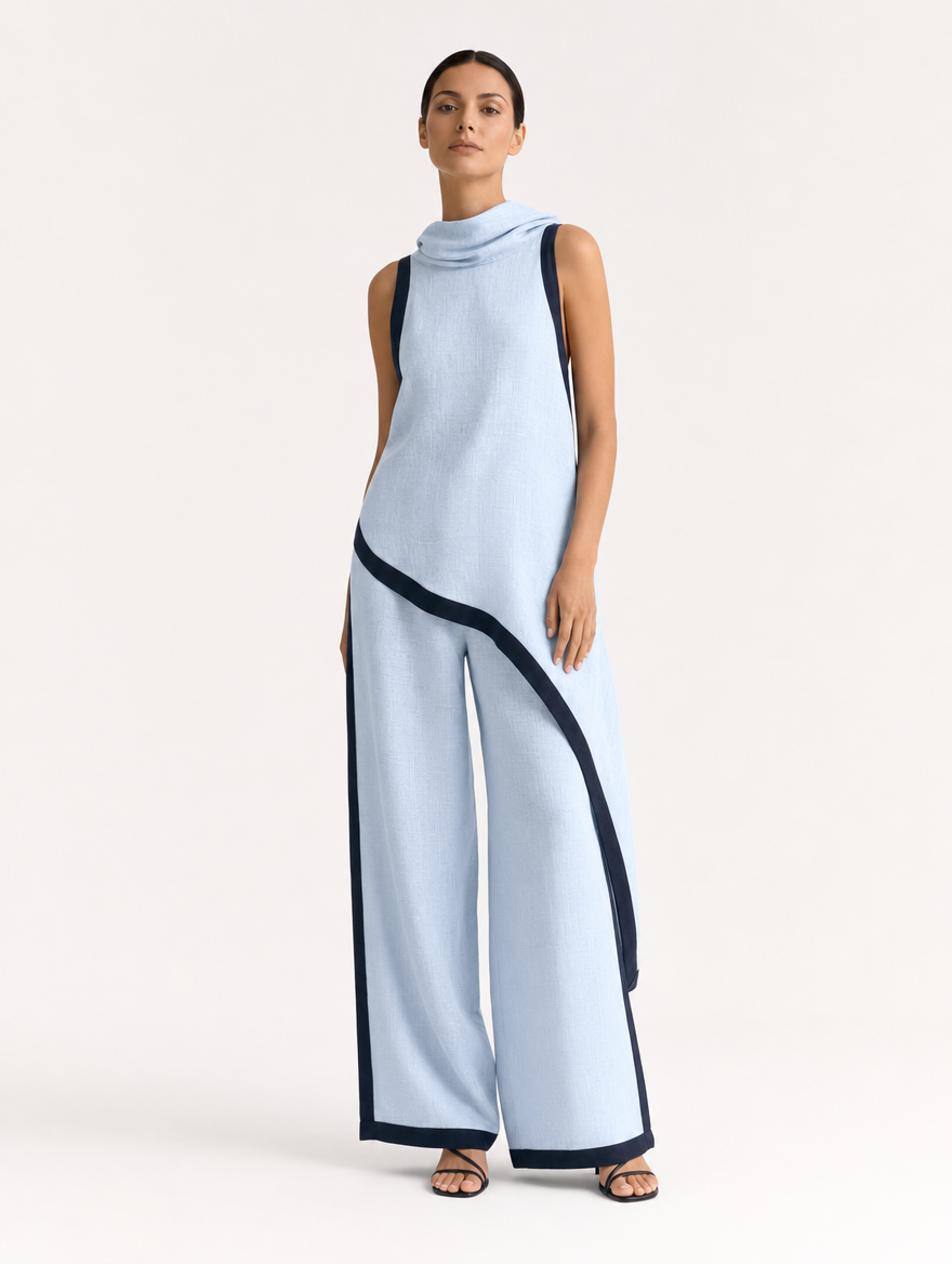 Ensemble Élégant Bicolore – Bleu