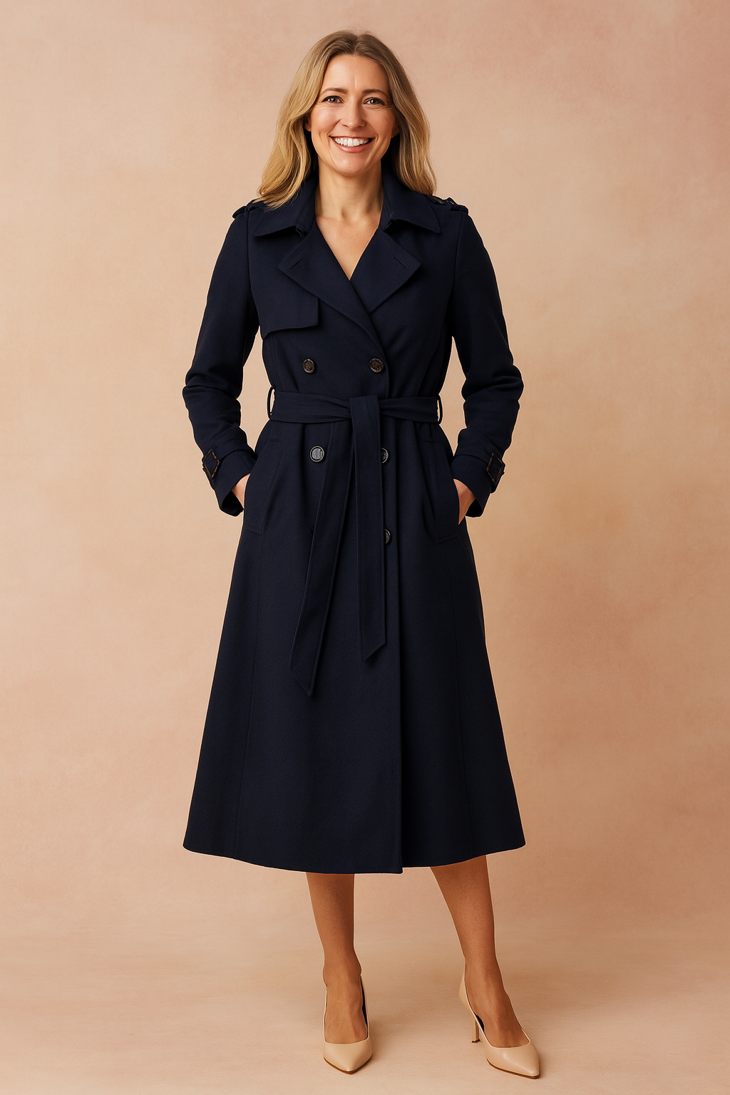 Manteau Style Trench Classique – Bleu Foncé