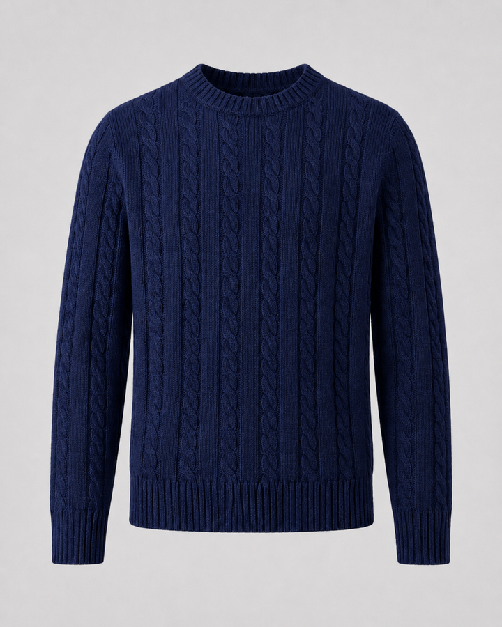 Pull Homme à Motif Torsadé – Bleu Marine