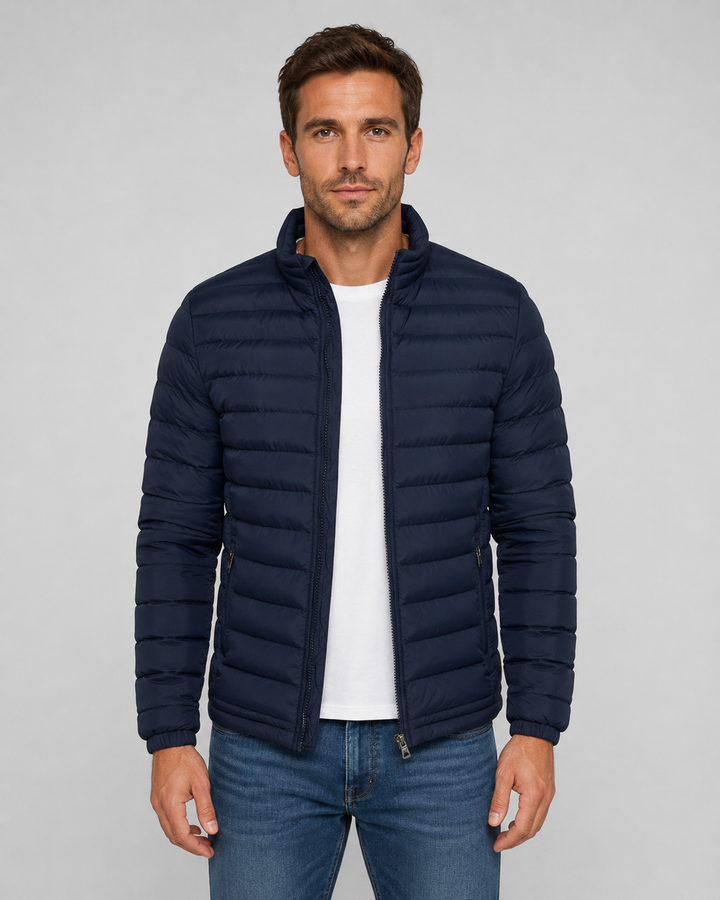 Veste Légère à Col Montant – Bleu Marine
