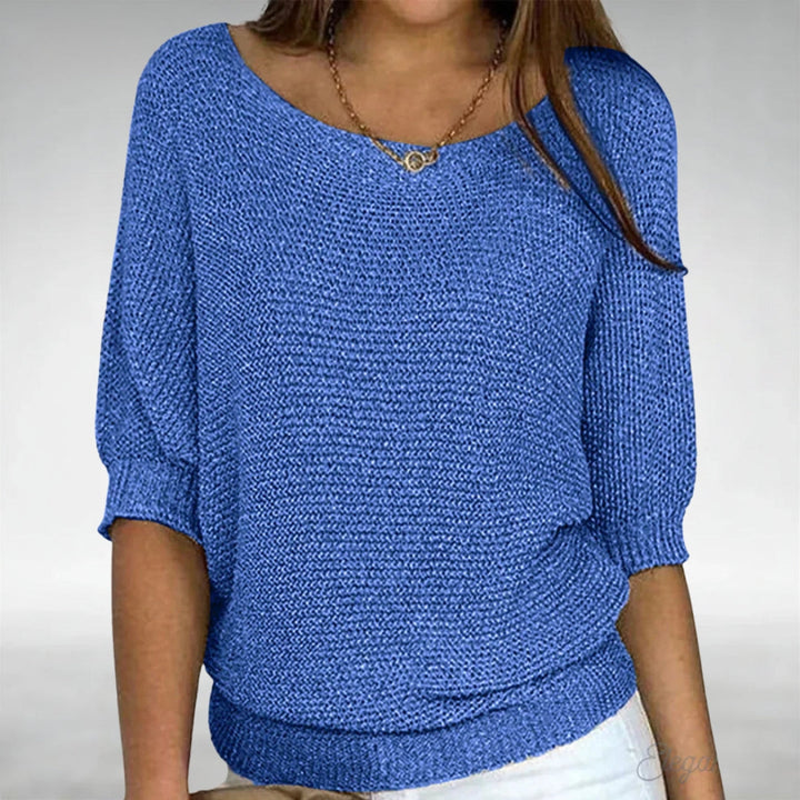 Pull élégant à col bateau – Bleu