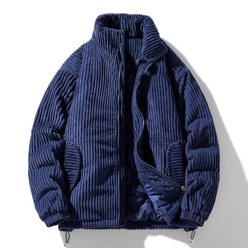 Veste Zippée à Col Droit – Bleu