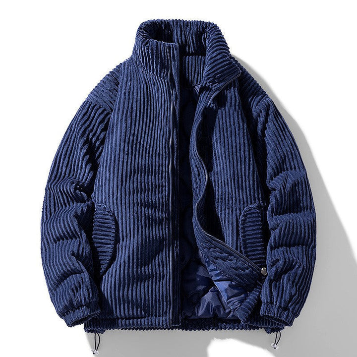 Veste Zippée à Col Droit – Bleu