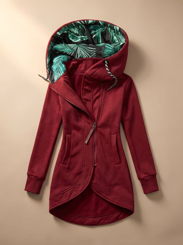 Veste Cintrée à Capuche Zippée – Bordeaux