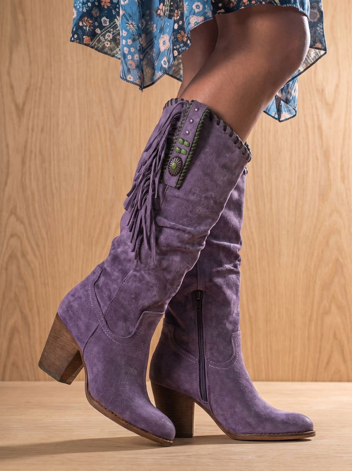 Bottes Hautes Bohèmes à Franges – Violet