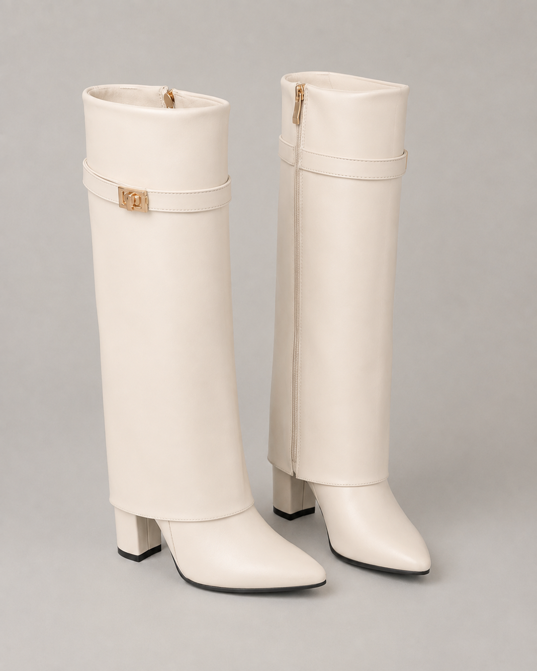 Bottes Hautes Élégantes à Boucle – Abricot