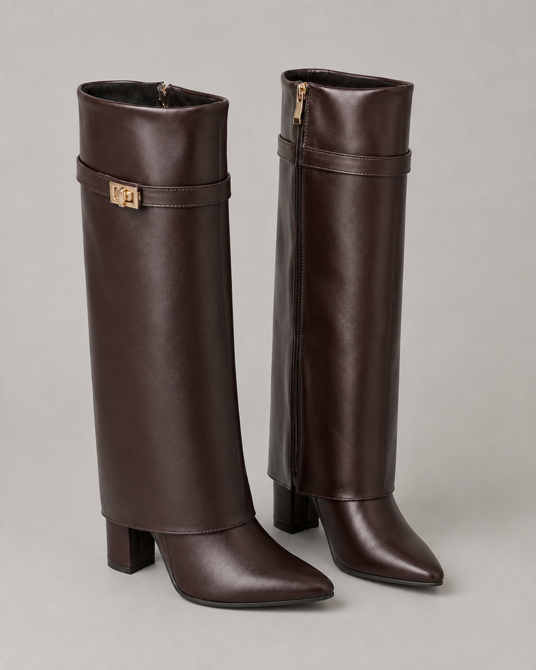 Bottes Hautes Élégantes à Boucle – Marron