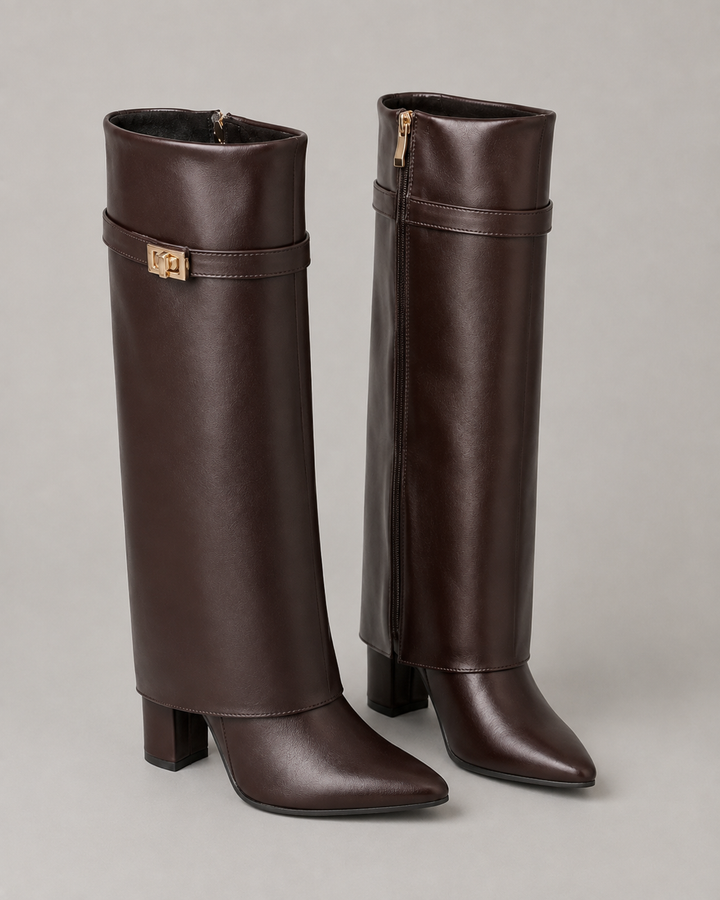 Bottes Hautes Élégantes à Boucle – Marron