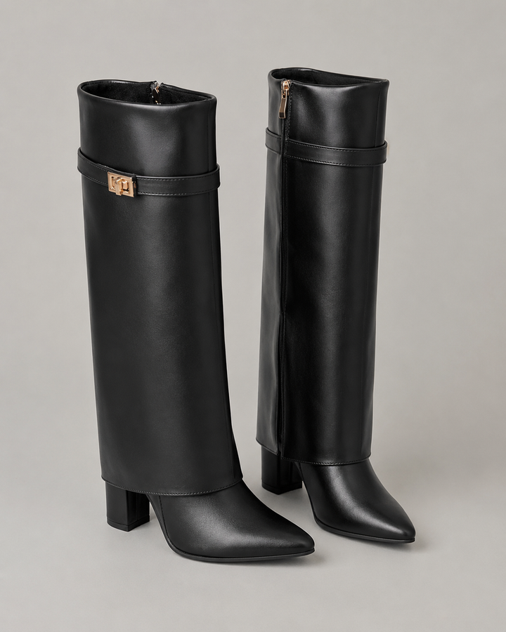Bottes Hautes Élégantes à Boucle – Noir