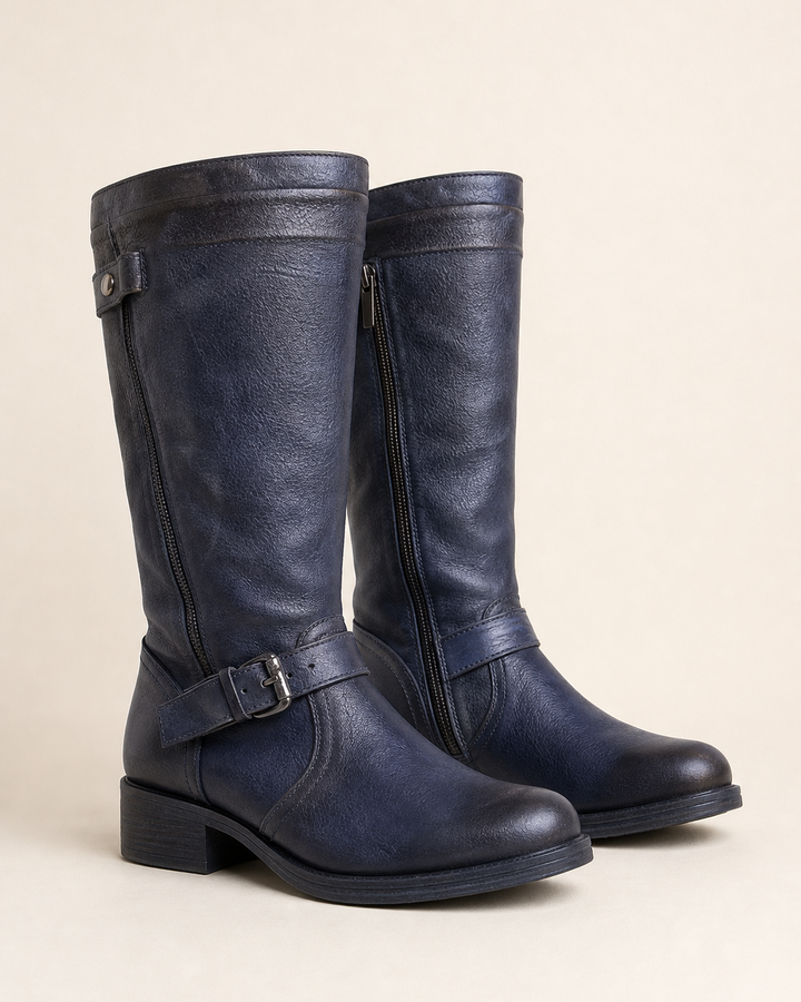 Bottes Hautes Style Cavalier – Bleu Marine