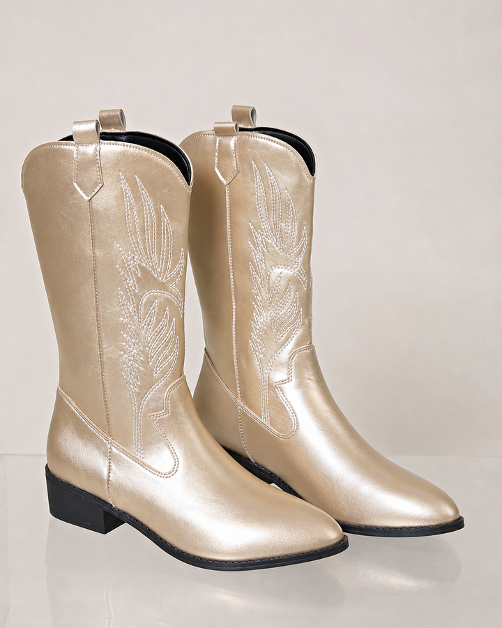 Bottes Hautes Style Western – Doré