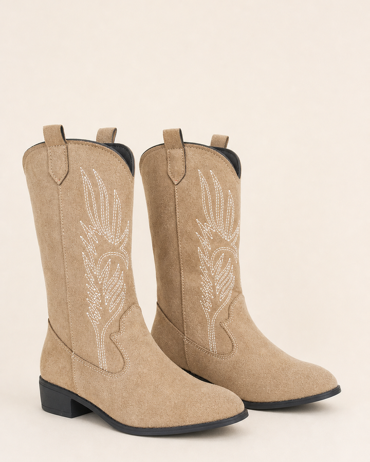 Bottes Hautes Style Western – Kaki