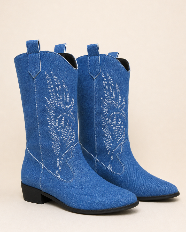 Bottes Hautes Style Western – Denim